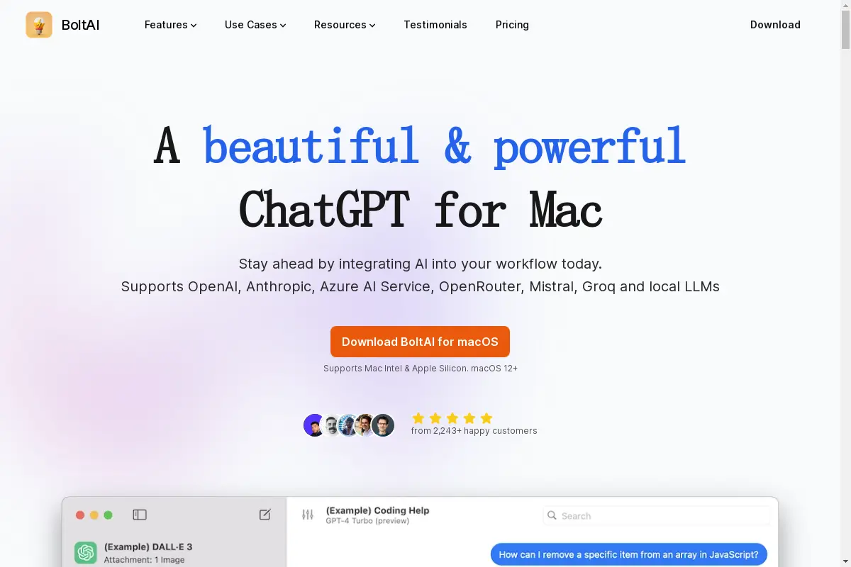 BoltAI - A beautiful & powerful ChatGPT app for Mac